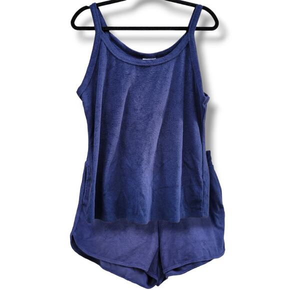Ava & Viv Women's Plus Size Blue Terrycloth tank & short set - x (14w) - Picture 1 of 8